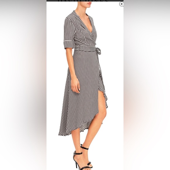 NWT..GANNI Check Gingham Print Wrap Dress Size 32 - Picture 7 of 15